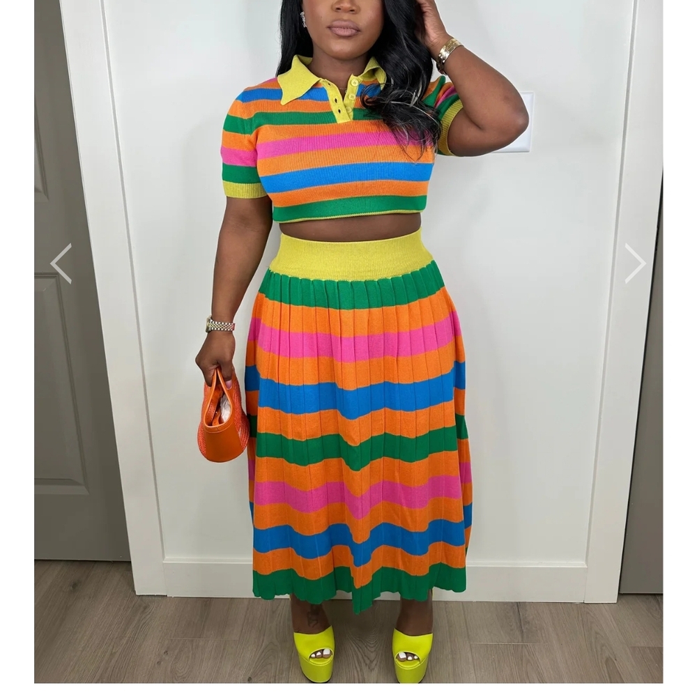 Colorful Striped Women's Skirt - Picture 2 of 2